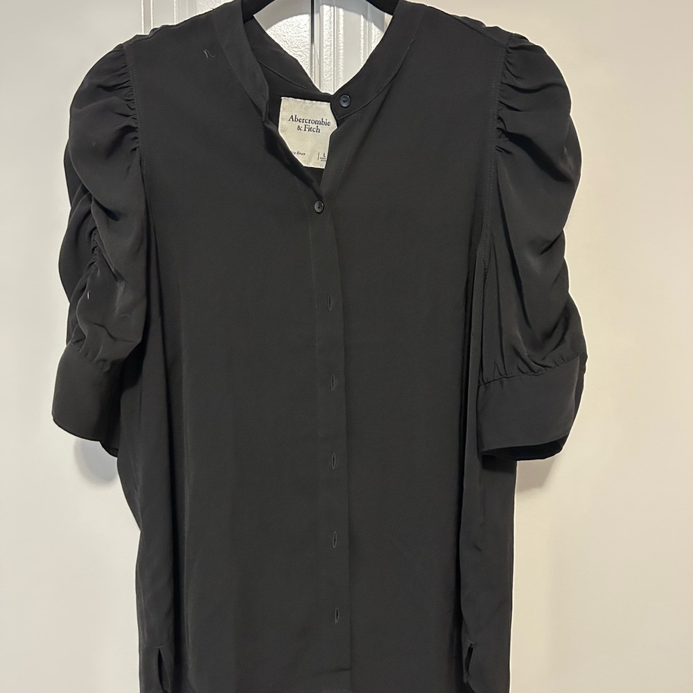 Abercrombie & Fitch Black Puff Sleeve Blouse